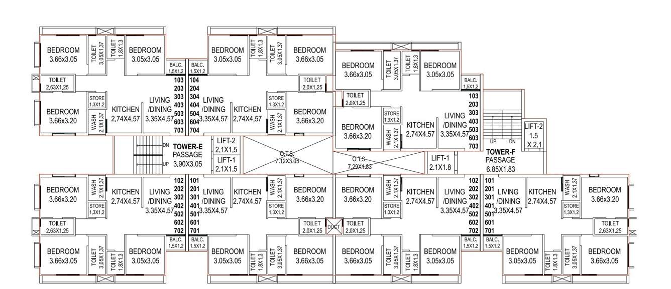 karma heights Block G+H Cluster Plan from 1st to 7th Floor