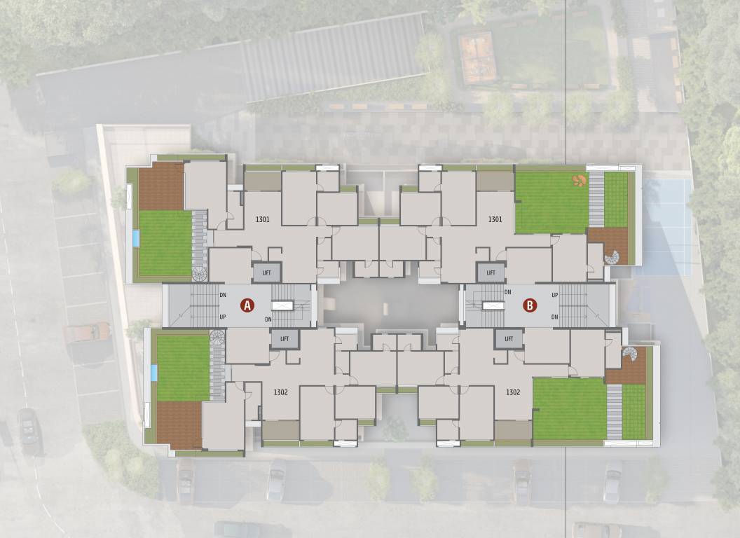  aavyan Block A & B Cluster Plan for 13th Floor