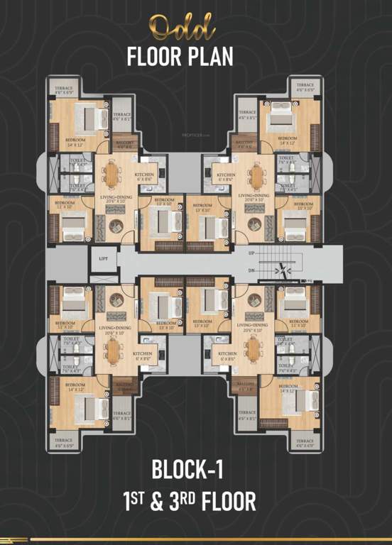  chandrama tower Chandrama Tower Block 1 Cluster Plan from 1st to 3rd Floor