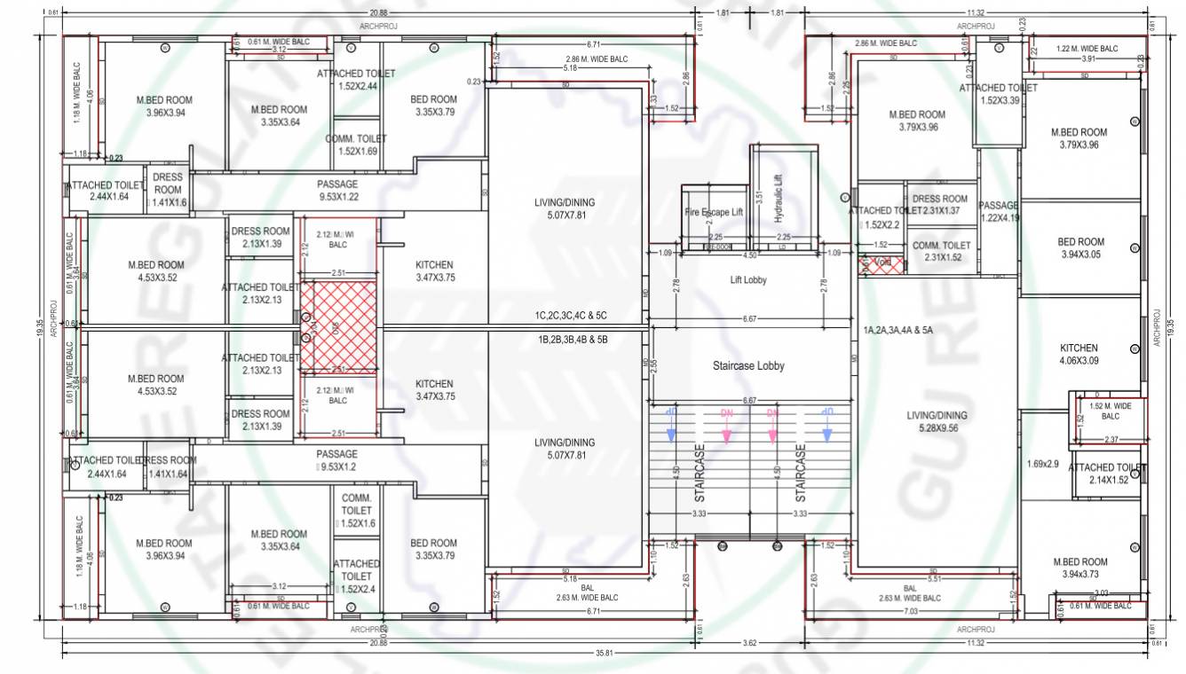  shree arham ajit 2 Tower A Cluster Plan from 1st to 5th Floor