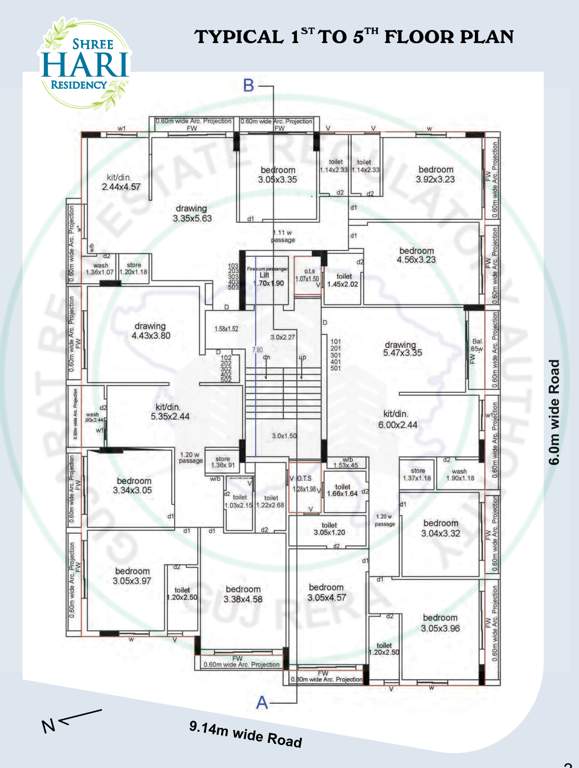  hari residency A Cluster Plan from 1st to 5th Floor