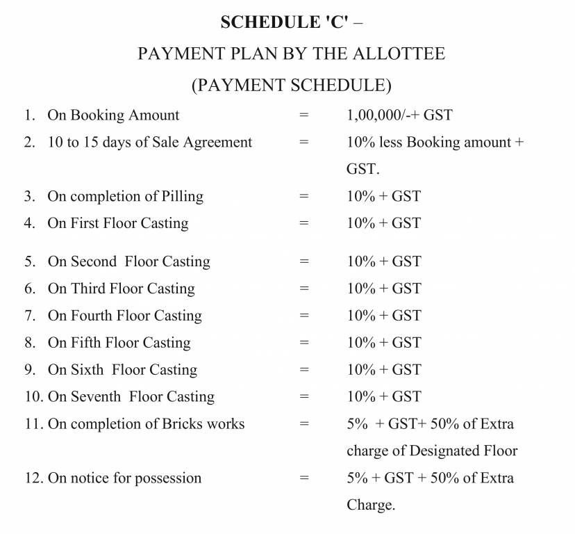 nirmalaya-complex Construction Linked Payment (CLP) Payment Plan