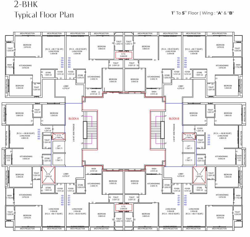 residency Tower A, B Cluster Plan from 1st to 5th Floor
