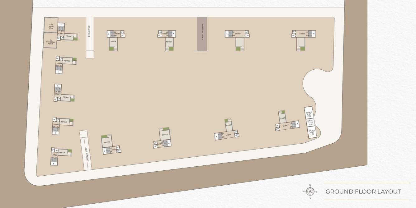  vande mataram Tower A, B, C, D, E, F, G, H, I, J & K Cluster Plan for ground Floor