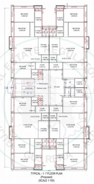  the-sky Block - D Cluster Plan from 1st to 7th Floor