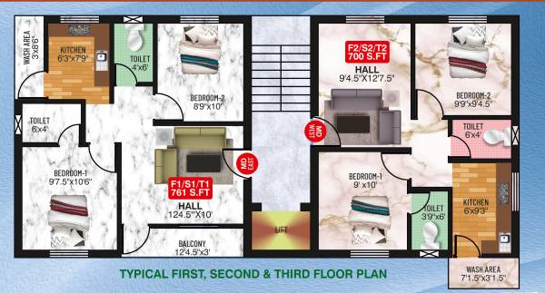  jules Jules Cluster Plan from 1st to 3rd Floor