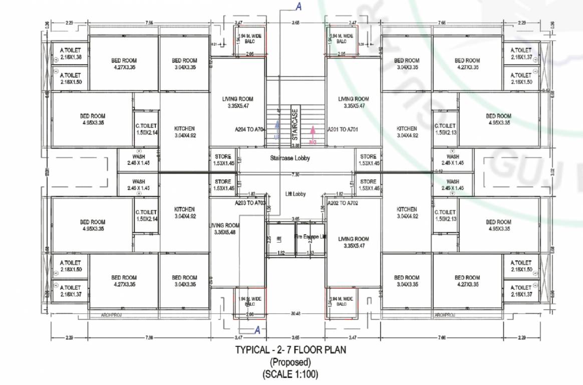  sharnam royal A Cluster Plan from 2nd to 7th Floor