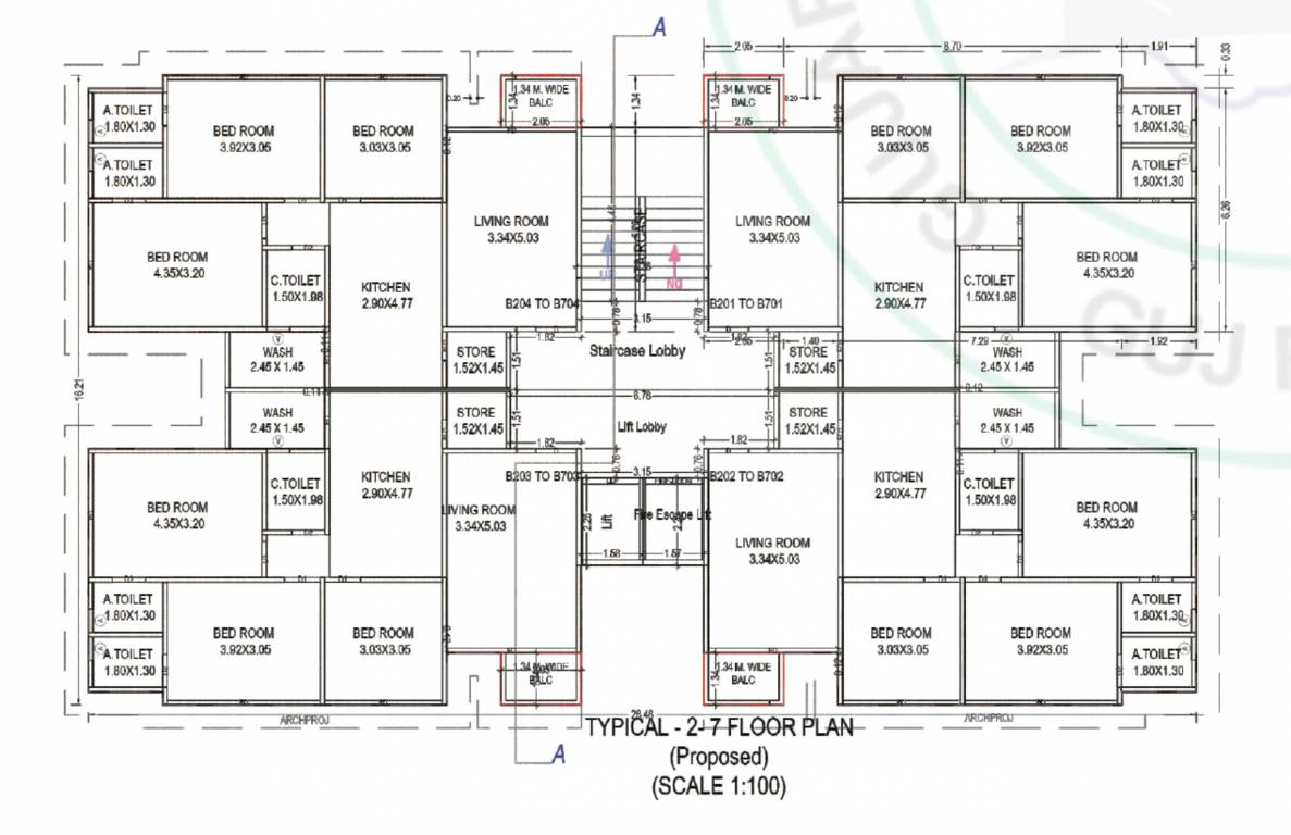  sharnam royal B Cluster Plan from 2nd to 7th Floor