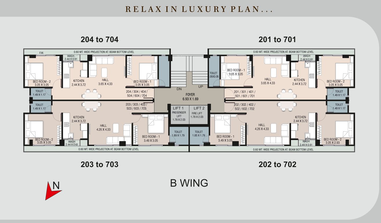  luxuria platinum Block B Cluster Plan from 2nd to 7th Floor