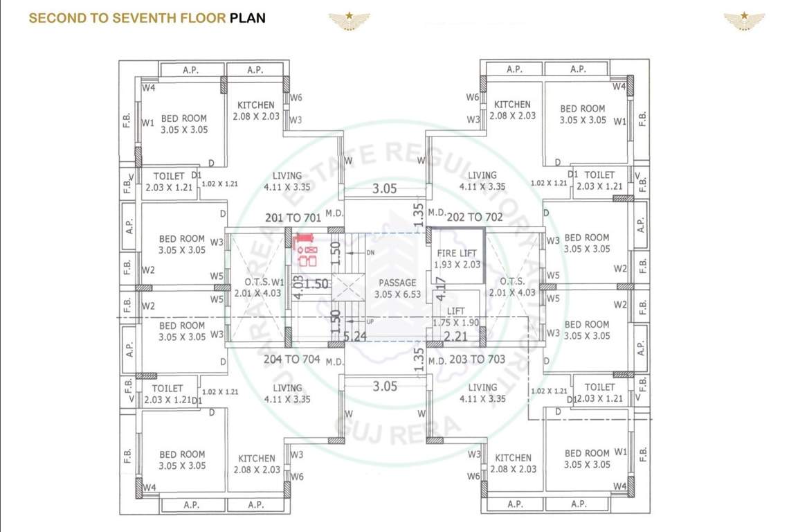  dwarika elite Block A Cluster Plan from 2nd to 7th Floor