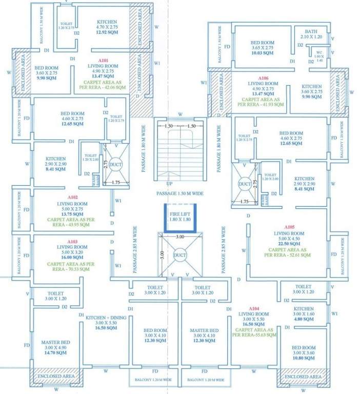  hardik complex Wing A Cluster Plan from 1st to 4th Floor