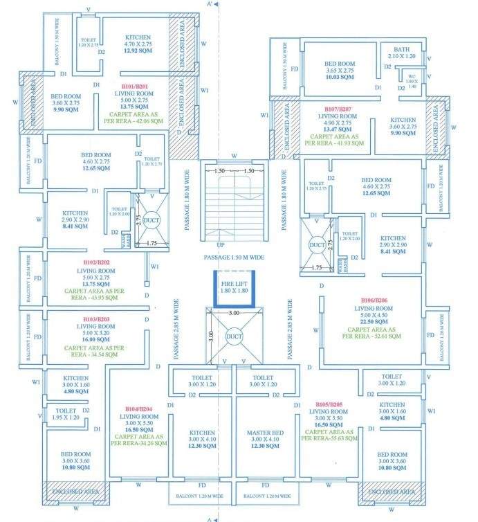  hardik complex Wing B Cluster Plan from 1st to 4th Floor