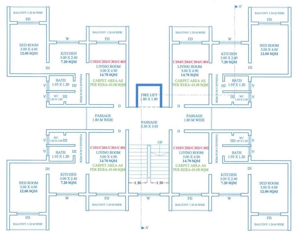  hardik complex Wing C Cluster Plan from 1st to 4th Floor