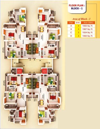 Block 1 Cluster Plan from 1st to 7th Floor aranyak-society Block 1 Cluster Plan from 1st to 7th Floor