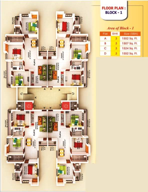  aranyak society Block 1 Cluster Plan from 1st to 7th Floor