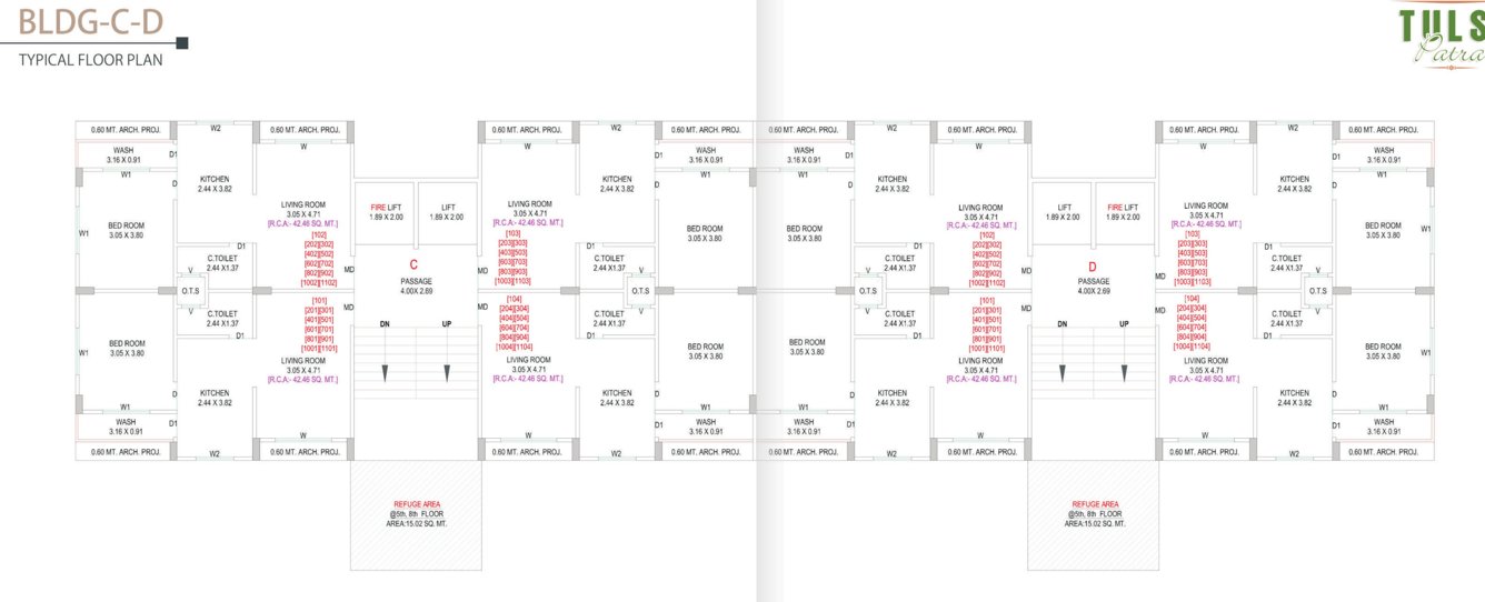  tulsi patra Tower C D Cluster Plan from 1st to 11th Floor