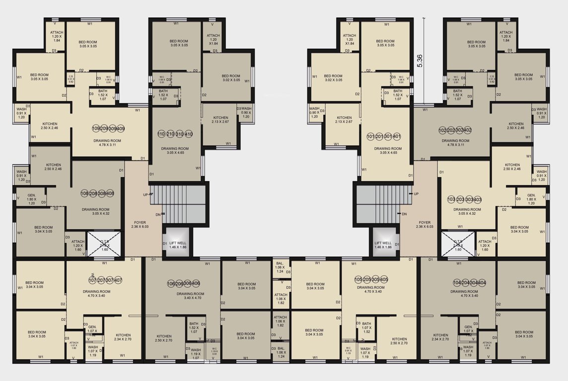  aditya dream aura Tower D Cluster Plan from 1st to 4th Floor
