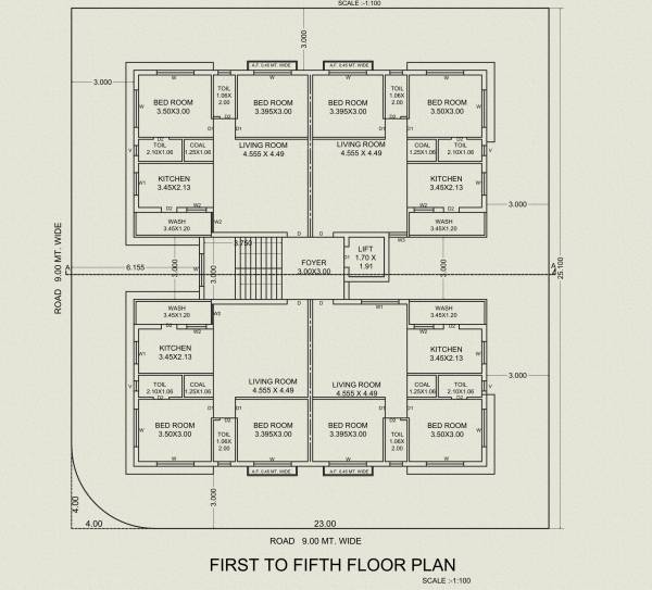 A Cluster Plan from 1st to 5th Floor apartment A Cluster Plan from 1st to 5th Floor