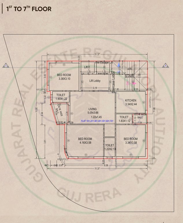  heights Heights Block A Cluster Plan from 1st to 7th Floor
