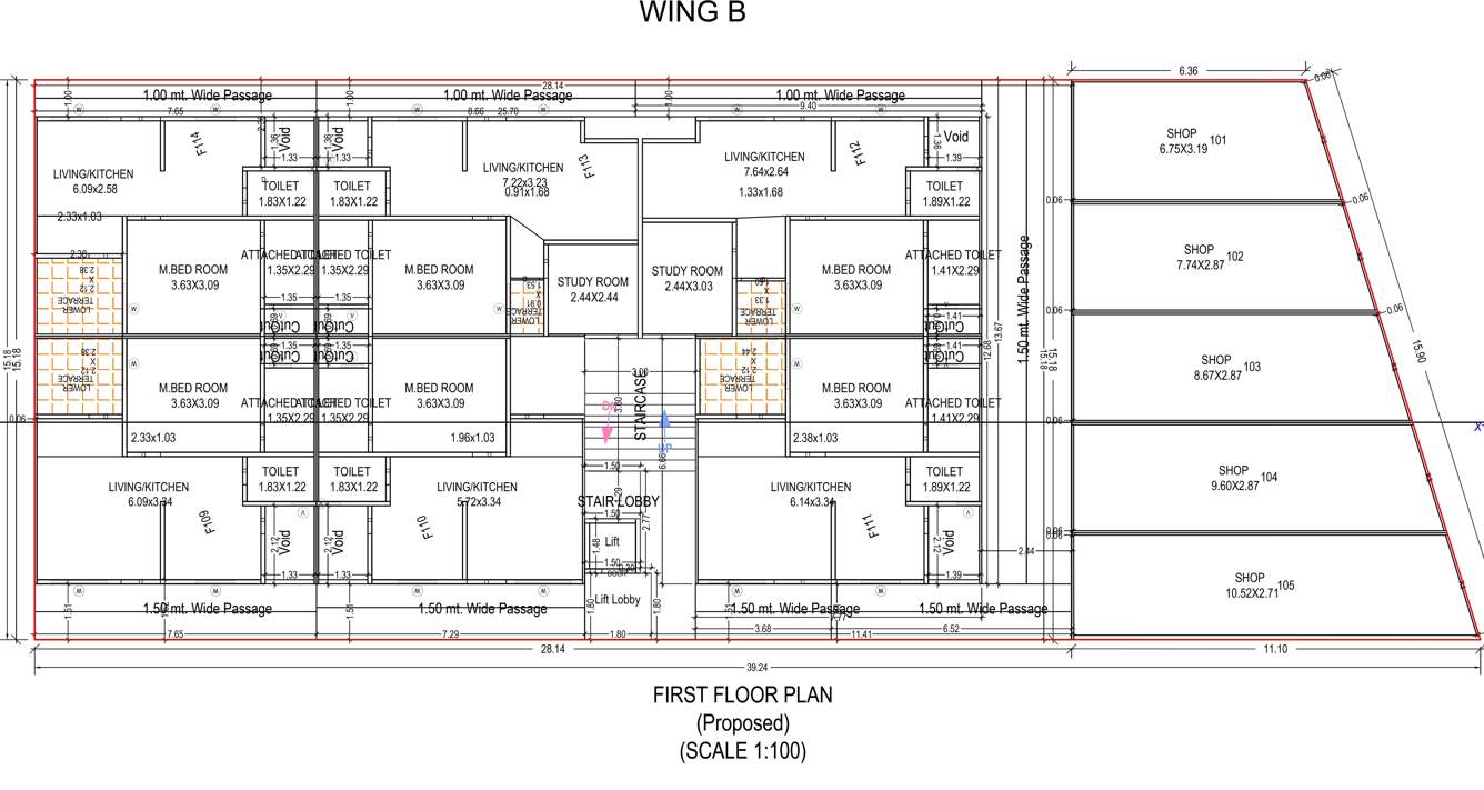 balaji trade center Wing B Cluster Plan for 1st Floor