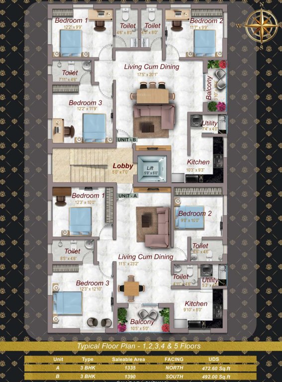  aadrika Aadrika Cluster Plan from 1st to 5th Floor
