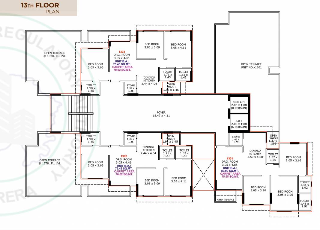  shivmani lake view Block A Cluster Plan for 13th Floor