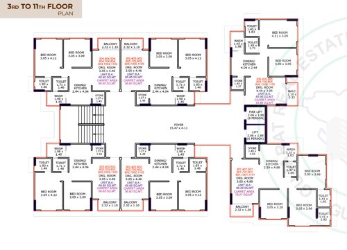  shivmani-lake-view Block A Cluster Plan from 3rd to 11th Floor