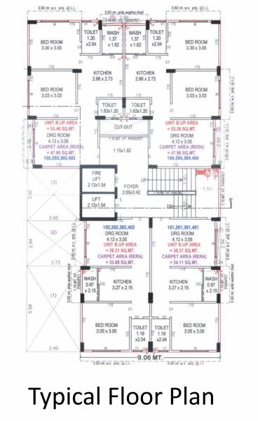 vraj-residency A Cluster Plan for typical Floor