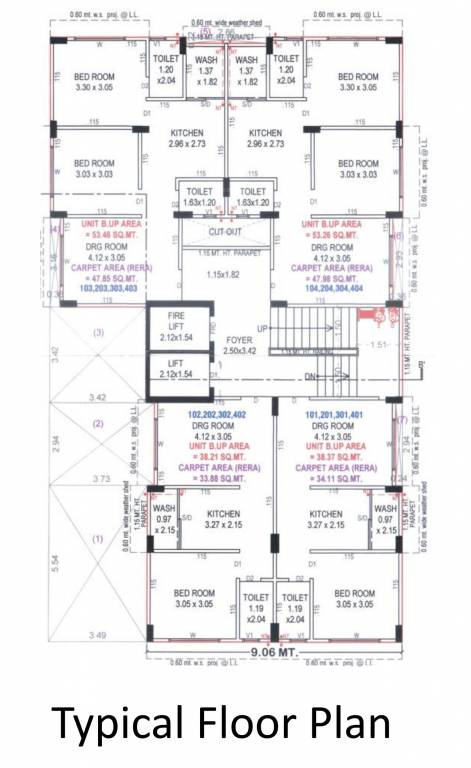  vraj residency A Cluster Plan for typical Floor