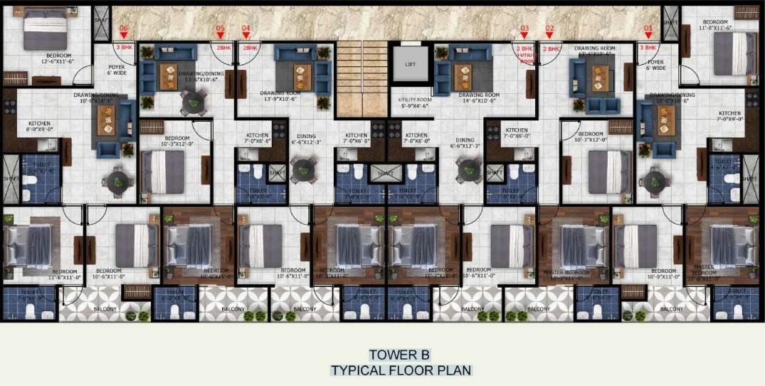 rb edifice Tower B Cluster Plan from 1st to 5th Floor