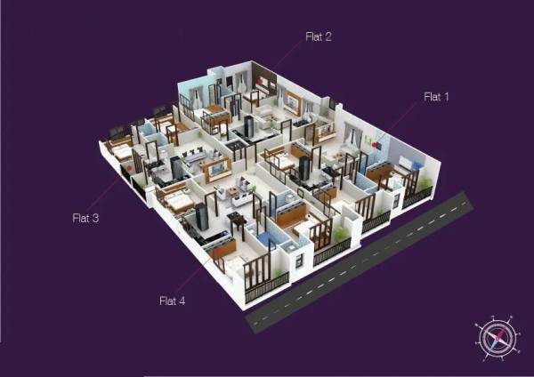  ihitha Ihitha 3D Cluster Plan from 1st to 5th Floor