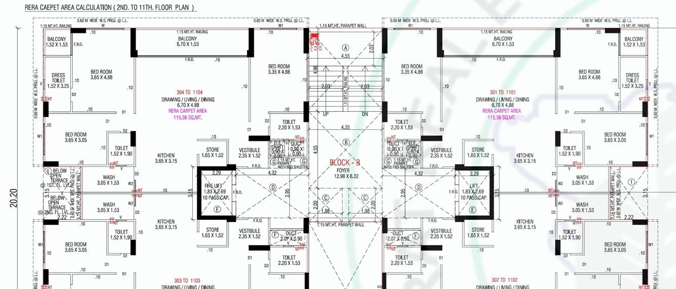  nest richmond BLOCK A+B Cluster Plan from 2nd to 11th Floor