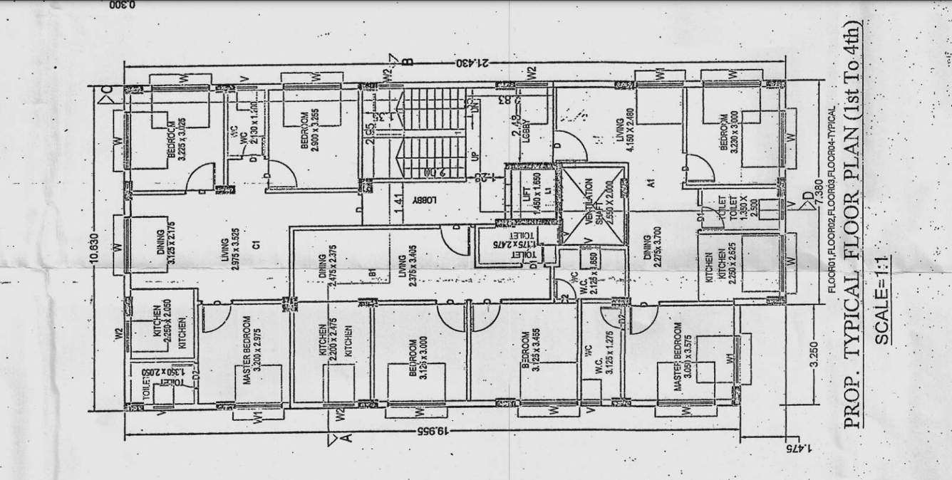  j d & d p apartment Building Cluster Plan from 1st to 4th Floor