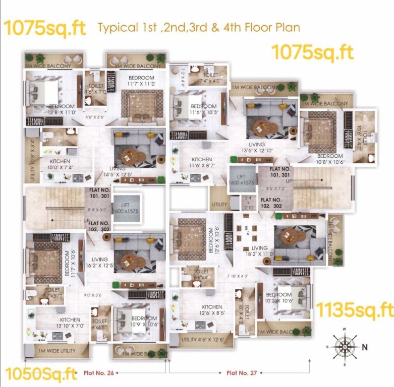 pride residency Pride Residency Cluster Plan from 1st to 4th Floor