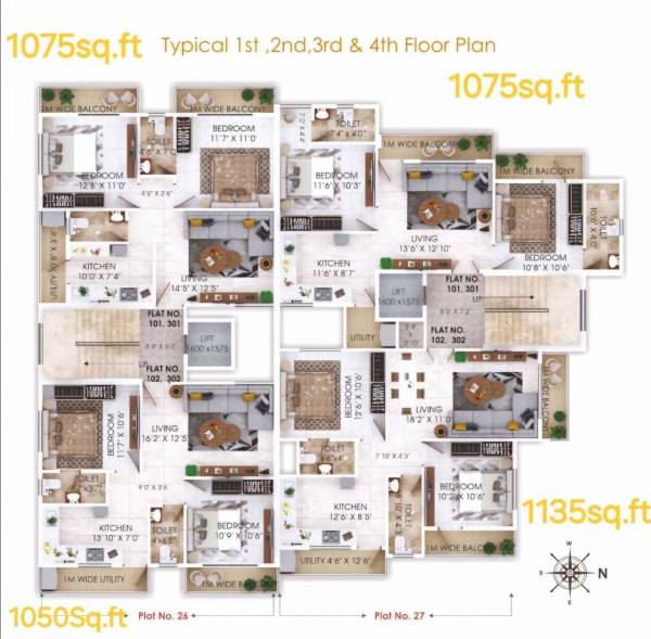 Pride Residency Cluster Plan from 1st to 4th Floor pride-residency Pride Residency Cluster Plan from 1st to 4th Floor