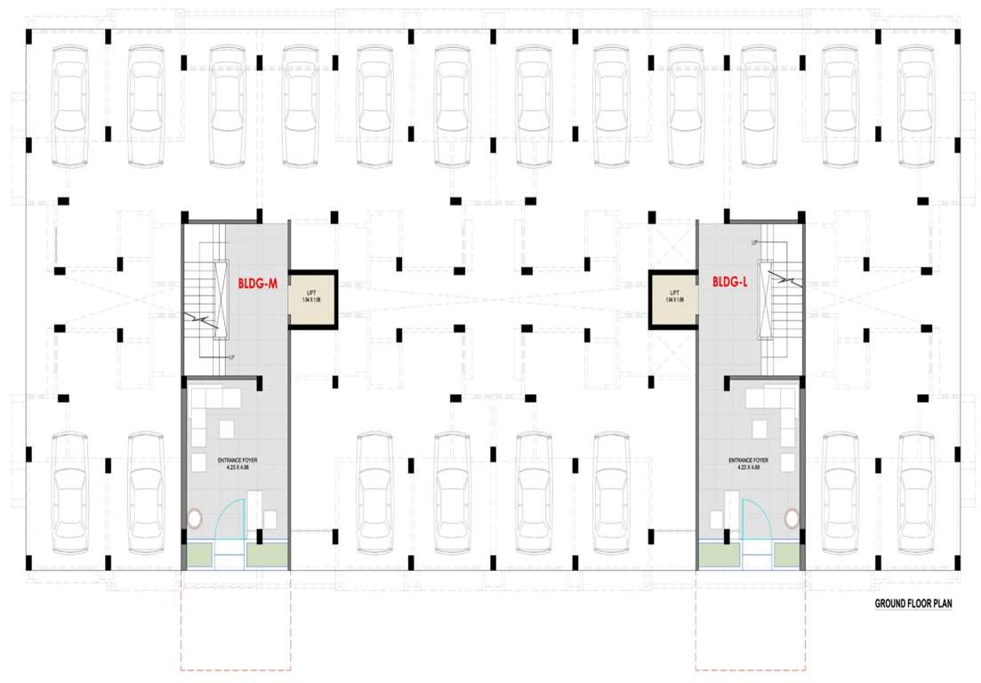  green valley Building L,M Cluster Plan for ground Floor