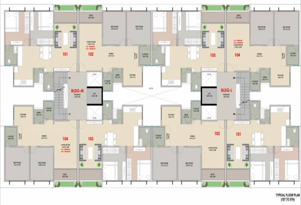  green-valley Building L,M Cluster Plan from 1st to 5th Floor