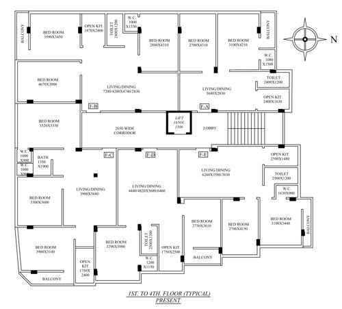  sukh-sagar-apartment Sukh Sagar Apartment Cluster Plan from 1st to 4th Floor