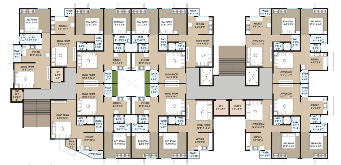  manvay residency Block A Cluster Plan from 1st to 7th Floor