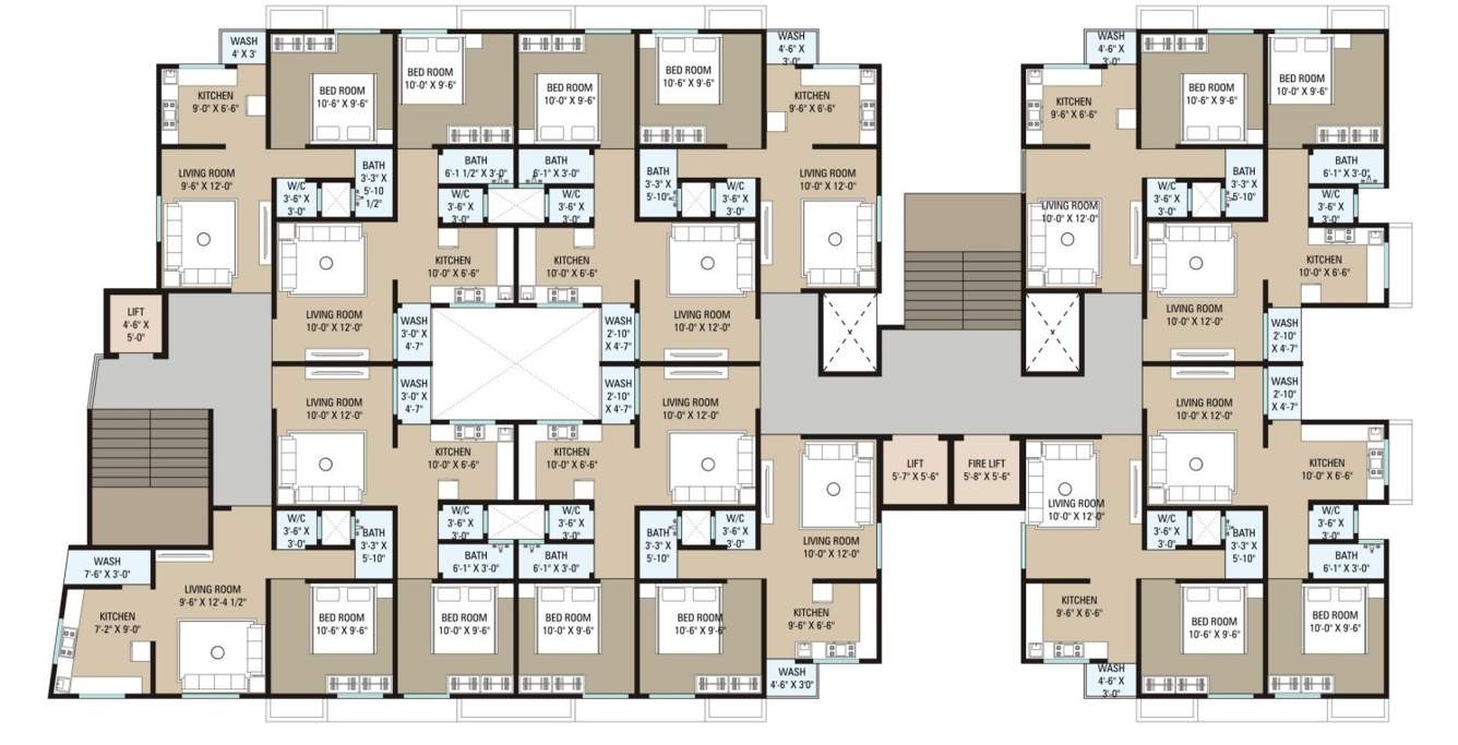 manvay residency Block B Cluster Plan from 1st to 7th Floor