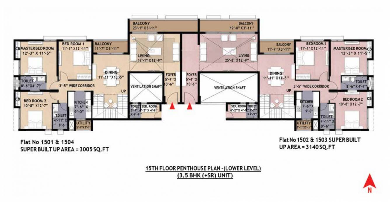  tarang phase ii Tower 8 Cluster Plan for 15th Floor