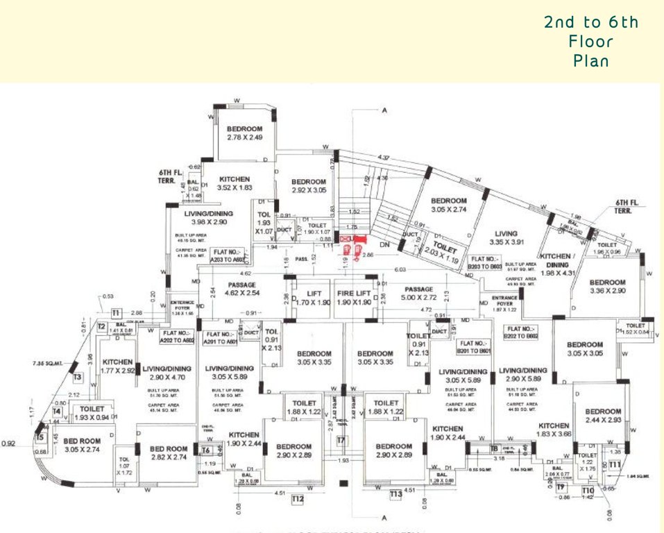  level 7 Tower A B Cluster Plan from 2nd to 6th Floor