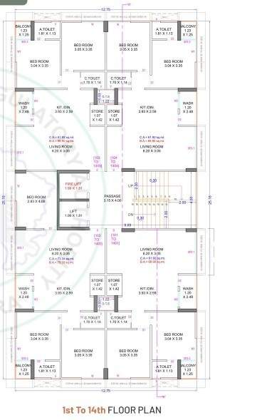  shivant arena D Cluster Plan 1 TO 14 FLOOR