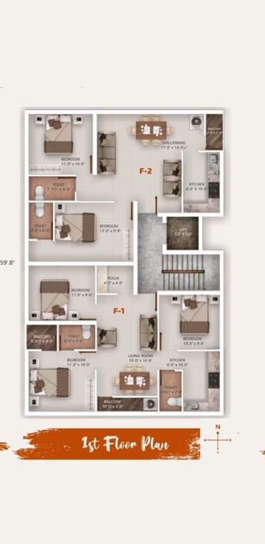  hariharan apartment Hariharan Apartment) Cluster Plan for 1st Floor