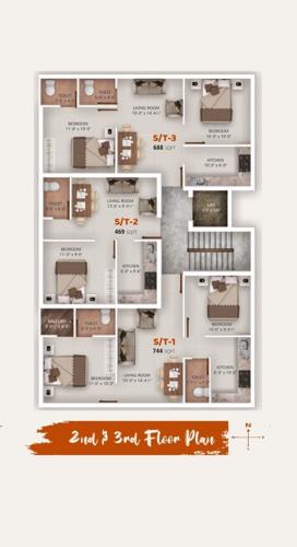  hariharan-apartment Hariharan Apartment) Cluster Plan from 2nd to 3rd Floor