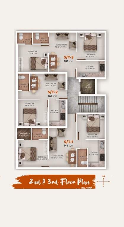 hariharan apartment Hariharan Apartment) Cluster Plan from 2nd to 3rd Floor