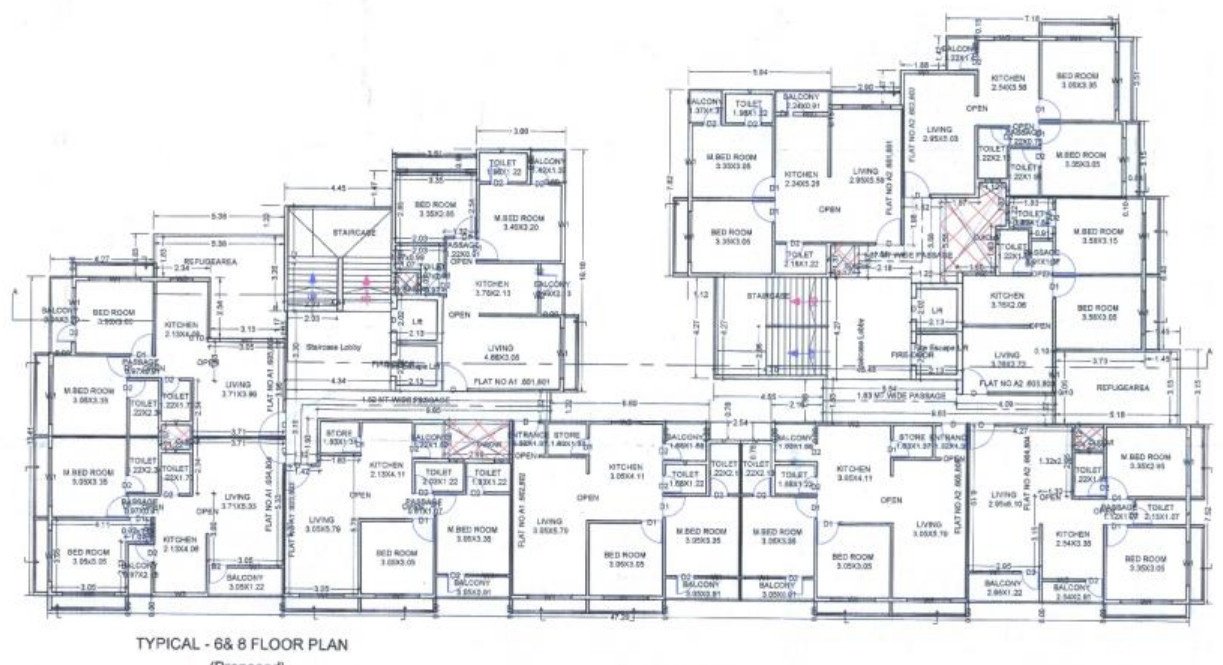 green heights Building A1, A2 Cluster Plan from 6th to 8th Floor