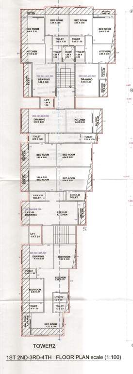  pundalik heights Cluster Plan from 1st to 4th Floor