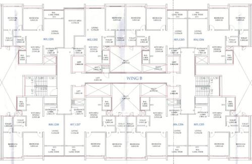  the-solitairee-phase-i Wing B Cluster Plan from 1st to 13th Floor