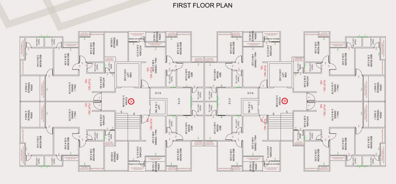  bala hanuman heights Tower A B Cluster Plan for 1st Floor